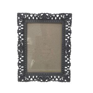 Ornate Floral Pewter-Tone Picture Frame for 5x7 Photo Roses Scroll Victorian